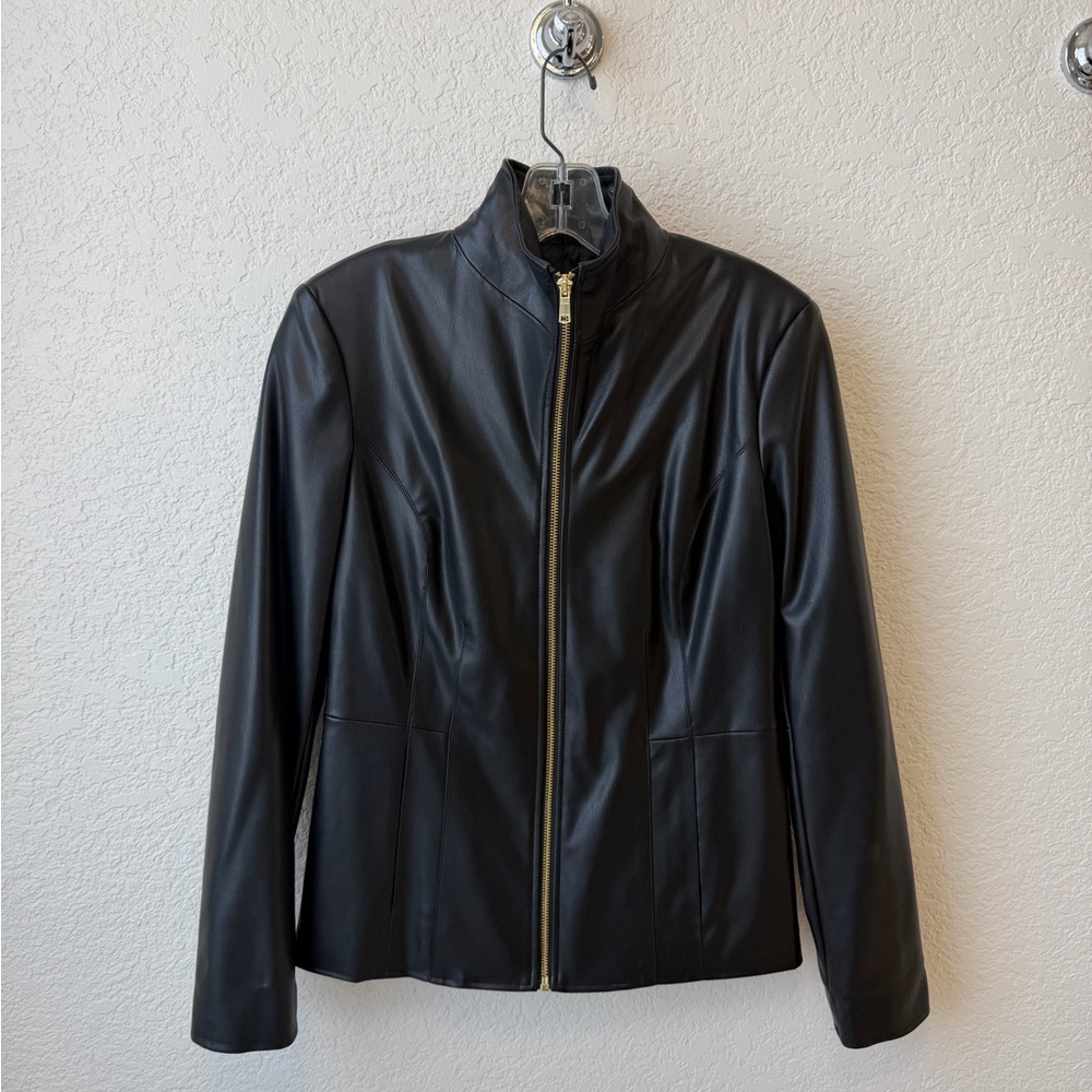 Cole Haan Sleek Black Leather Jacket XS